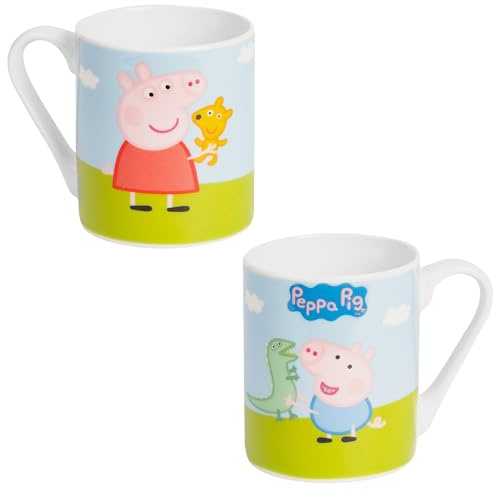 United Labels Peppa Wutz Tasse für Kinder 230 ml, Stofftiere, Blau Grün, Kindertasse aus Keramik, Becher für Kakao und Tee