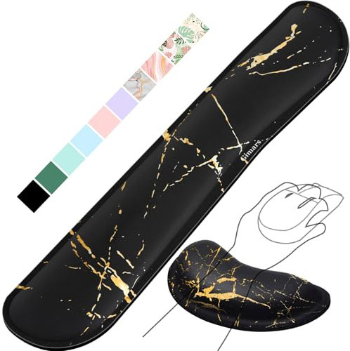 Gimars Aggiornamento Poggia Polsi Mouse Tastiera, Schiuma Memoria Gel Ergonomica Supporto Mouse, Poggiapolsi Tastiera per Alleviare il Dolore da Digitazione Gaming Ufficio PC Computer, Marmo