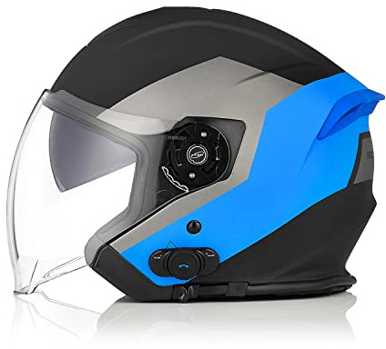 ORIGINE Motorradhelm Jethelm Roller Helm Bluetooth ECE Mit Doppel Visier