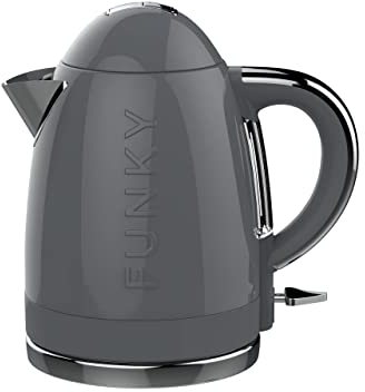 FUNKY Retro Kettle, Large 1.7L Capacity, 3kw Fast Boil with Easy Pour - Grey