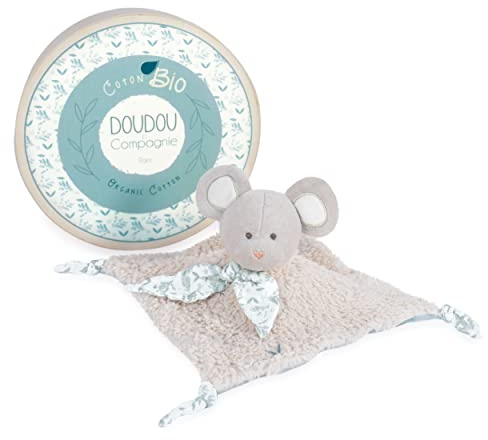 Doudou et Compagnie DC3968 Schmusetuch mit Maus und Bio, Grau, 25 cm