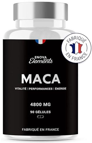 Laboratoires Enova MACA NOIRE | FORT DOSAGE Jusqu'à 4800 MG | Vitalité Performances Énergie | 90 Gélules | Complement alimentaire | Fabriqué en France