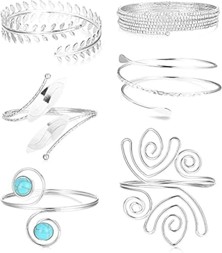 MILACOLATO Brazalete Dorado 6 Piezas Bobina Brazalete De Brazo Superior Abierto Brazo Banda Pulsera Para Mujer Diosa Griega Filigrana Remolino Boho Brazalete Bisutería