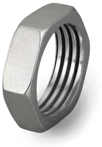 ioKioy - stylischer Herrenring aus massiven 925 Sterling Silber, Handgeschmiedet, Ring Herren im extravaganten Nut Design, exklusives Herren Schmuck im Rough Look (59 (18,89 mm))