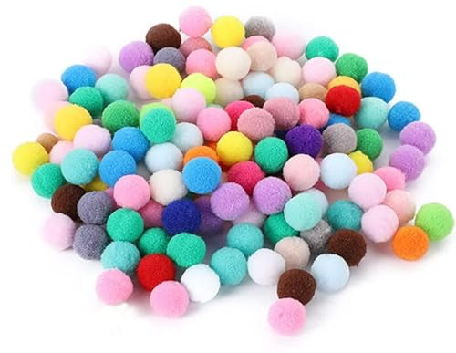 Fyihoxi 200 Stück Pompons zum Basteln,2cm Pom Poms,Pompons Bunt,Mini Pompons zum Basteln,Pompons Deko,Bunte Plüschbälle,Pom Pom Crafts,Pompons Bälle Bunt Für Kinder Für Lustige DIY Kreative Handwerk