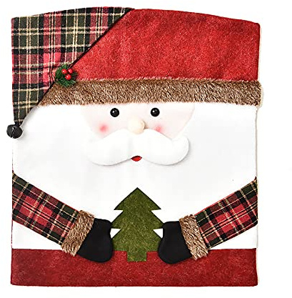 TITA-DONG 3er-Pack Weihnachtliche Stuhlrückenbezüge, Weihnachtsmann, Schneemann, Rentier, Stuhlschutz, Schonbezüge mit Karierten Mustern, Stuhlüberzug für Küche, Hotel, Urlaub, Party, Dekoration