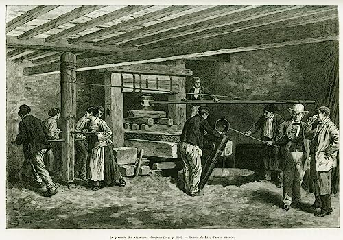 MSTECO Wall Art Impression sur Toile Photos d'œuvres d'art la reproduction le Pressoir des Vignerons Alsaciens par Frédéric Théodore Lix pour la décoration intérieure 60x90cm