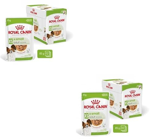 ROYAL CANIN X-Small Adult | Doppelpack | 2 x 12 x 85 g | Feuchtnahrung für ausgewachsene und besonders kleine Hunde | Ab dem 10. Lebensmonat | Mit Häppchen in Soße | Im Pouchbeutel