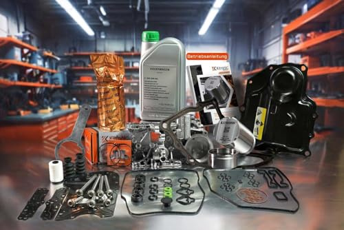 KITRONIC Druckspeicher Reparatursatz DQ200 für DSG, 7-Gang-Mechatronik Trockenkupplungsgetriebe 0AM kompatibel mit VW | M-Schlüssel, Dichtung, Ölwanne, Speichergehäuse & 1L Mechatronik Öl, Schrauben
