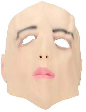 Ghzste Couverture Faciale Réaliste en Latex pour Femmes, avec Trous pour la Bouche et Les Yeux, Masque Facial en Latex Humain Réaliste pour Femmes