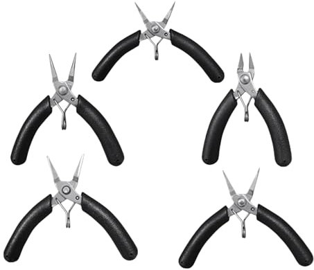 Paquete de 5 alicates multifuncionales de punta de cadena, herramienta de manualidades, alicates de punta redonda, alicates de manualidades para joyería
