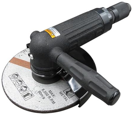 Smerigliatrice angolare pneumatica da 1/4 7000 giri/min da 7 pollici con manico in PVC for lucidatura a disco for utensili meccanici di lucidatura e rettifica Alta efficienza per legno, compositi, me