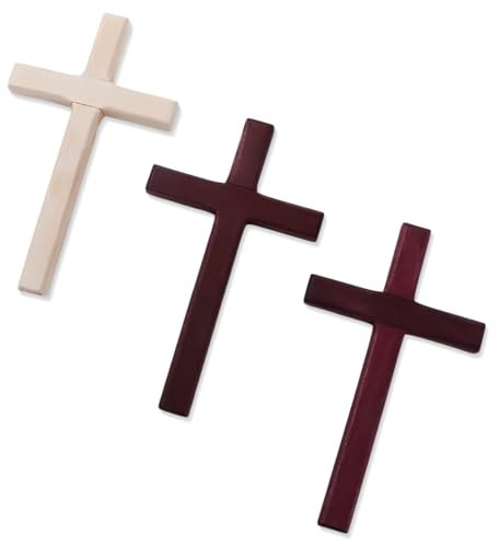 JEYORZY 3 Stück Wandkreuz, Holzkreuz, Gebetsornament, Geschenk, Wanddekoration für Wohnzimmer, Geschenk, hängend, Geburt, Kommunion, Taufe