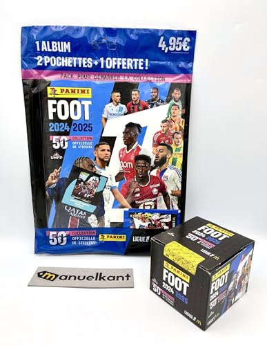 manuelkant Starter Album + Scatola Box 50 bustine per la raccolta di figurine Foot 2025 Ligue 1 Sticker