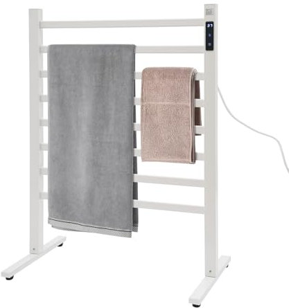 WindWilder Scaldasalviette elettrico in alluminio, 60 x 35,5 x 83 cm, asciugatura rapida, temperatura regolabile 45 – 65 °C, bianco