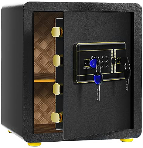 COSTWAY Cassaforte Elettronica con Tastierino Numerico Digitale | Cassetta di Sicurezza con 2 Chiavi, 2 Chiavi di Emergenza, Ripiano Rimovibile e Sistema di Allarme, 36 x 31 x 41 cm