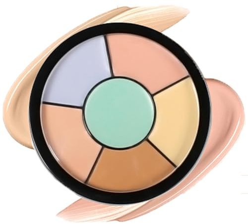 6-in-1 Color Correcting Concealer Palette - Full Coverage Creamy Makeup for Blemishes, Dark Circles & Redness - Blendable Formula for Flawless, Natural Finish - Multi-Use Under-Eye & Skin Imperfection
