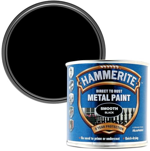 Smooth Black Metal Paint 250ml – 1 Pack – Direct to Rust Metal Paint – Durable Protective Finish for Interior & Exterior – Ideal for Gates, Railings & Outdoor Surfaces