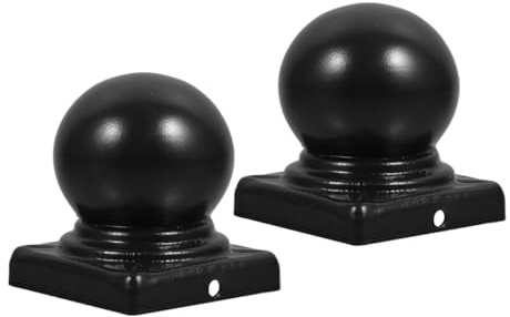 DIYEAH 2pcs Black Iron Fence Post Caps Weatherproof Decorative Finials for 60mm Square Posts Metal Guardrail Covers for Outdoor Use