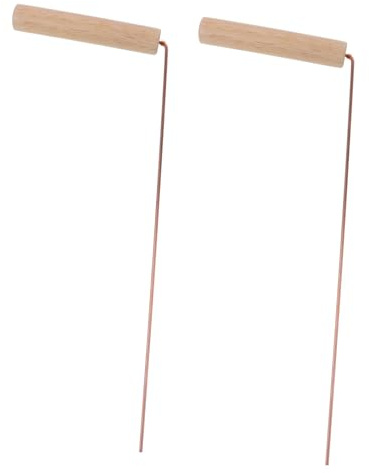 Parliky Baguettes de Sourcier en Laiton pour Extérieur, Outil de Détection Portatif Manche en Bois, Longue Baguette Rigide pour Camping, Chasse et Exploration, Surface Lisse Confortable