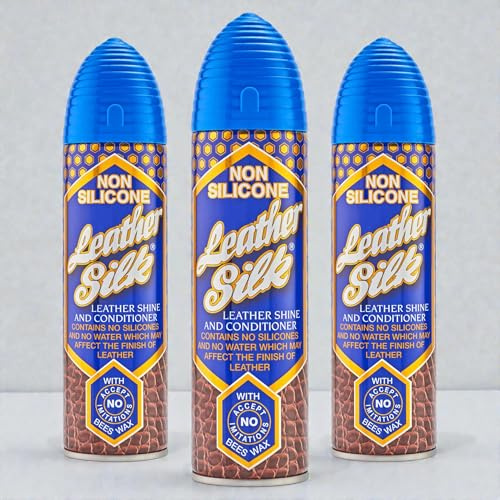 3 x 225ml NON SILICONE LEATHER Polish, Silk Shine & Conditioner with Beeswax, Non-Silicone Formula Emollients for Leather Sofas, Handbags, Footwear, Car Seats, Furniture(675ml)