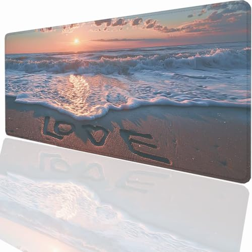 Tappetino per Mouse XXL 1000x500x3mm Tappetino Mouse Gaming Grande, Mousepad con Base in Gomma Antiscivolo, Tappeto per Tavolo da Gaming per Mouse e Tastiera, Accessori PC Spiaggia Tramonto LMDT10088