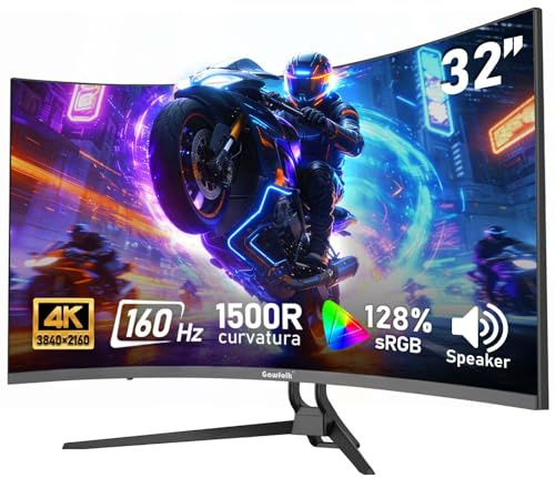 Gawfolk Pantalla de PC curvada 4K UHD de 32 pulgadas, monitor de juegos de 160 Hz,