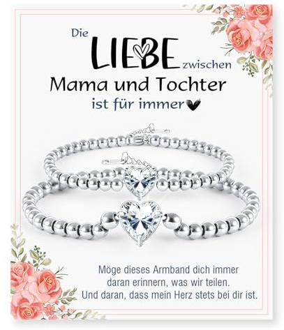 YIBONIKA Mamma dotter gåva, mor dotter armband set för 2 mamma dotter matchande gåvor presentidéer mors dag presenter födelsedagspresent smycken för flickor kvinnor, Justerbar, Metall, Ingen ädelsten