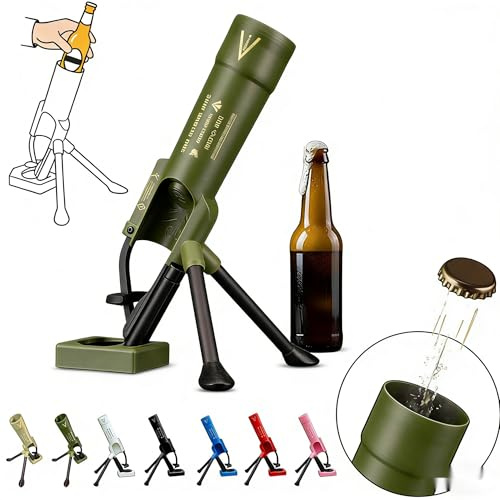 Ölflasköppnare i morteldesign, mortelflasköppnare, automatisk kronkorksutmatning med tryckmekanism, ölflaska Mortar Bottle Opener rolig, för hemmabar, fest (grön, 1 st)