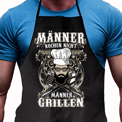 Shirtoo Grillschürze Männer kochen nicht – Sie grillen – Lustiges Herren-Geschenk für echte Grill-Fans