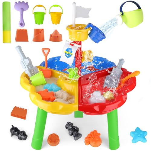 deAO Sand- und Wassertisch Spielzeug Kinder, Wasserspieltisch mit Zubehör