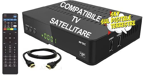 Mini HD265 DVB-S2 FULL HD CPU 800MHz Compatibile Con card con TV satellitare Gold DVB-T2 DVB-S2 H265 HEVC MAIN 10 decoder Combo Dual Tuner Conpatibile con Tessera Sky digitale ter Premium Mediaset