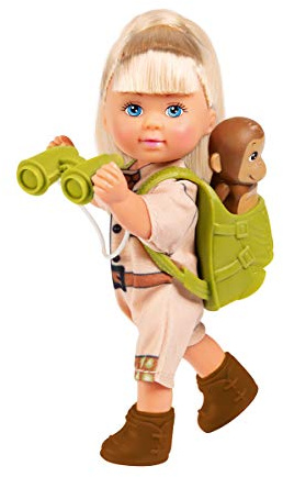 Simba 105733481 - Steffi Love Monkeys, Puppe im Expeditions-Outfit mit Rucksack, Fernglas, Futter und Zwei süßen Affenbabys