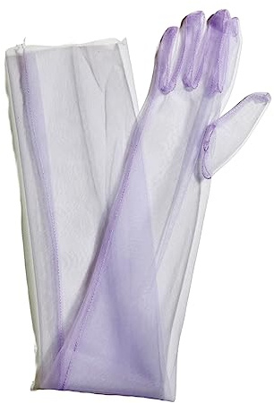 OAIEU Damen-Handschuhe, Elegant, Langes Garn, Tüll, Für Halloween, Tanz, Party, Dehnbar, Ellenbogen, Durchsichtig (Hellviolett)