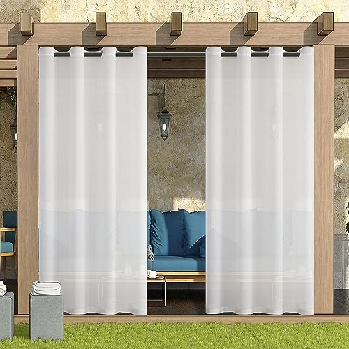 XNSHUN Outdoor Vorhang Wasserdicht Transparent Wetterfest Mit Ösen, 2er Set H 213 X B 132 cm, Weiss Transparent Pavillon Vorhänge Für Balkon Terrasse Wasserdicht Sichtschutz Sonnenschutz