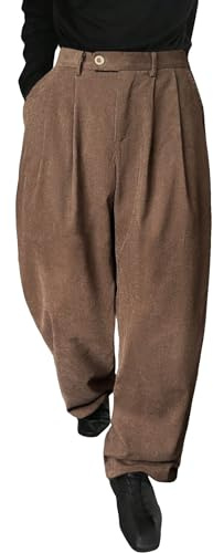 Floerns Men's Slant Pocket Tailored Pants Work Office Fold Pleated Trousers Coffee Brown S