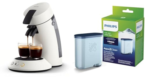 Philips Senseo Original Plus CSA210/10 Kaffeepadmaschine & AquaClean Kalk- und Wasserfilter für Espressomaschine, Kein Entkalken bis 5000 Tassen, Einzelpack