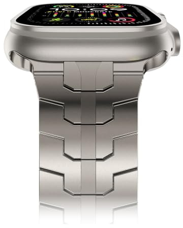 RYLIXAR Bracelet de remplacement en métal titane compatible avec les bracelets Apple Watch 49mm 45mm 44mm 42mm,pour iWatch Ultra Series SE/9/8/7/6/5/4/3/2/1 (42mm/44mm/45mm/49mm, Titane)