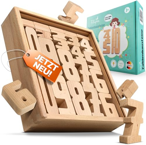 Filapen mathematisches Montessori Spielzeug I 62 Holz Bausteine aus Buche I Pädagogisches Lernspielzeug für die Einschulung I Motorikspielzeug ab 4 Jahren