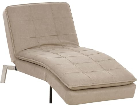 Beliani Chaiselongue Stoffbezug beige verstellbar gesteppt Stahlgestell Récamiere Loiret
