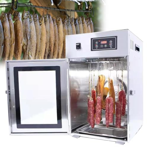 Séchoir alimentaire commercial, séchoir à viande et à fruits, séchoir à viande rotatif à rotation 30-90 ℃, déshydrateur de viande séchée avec minuterie numérique heures pour saucisses(Dryer 7kg at one
