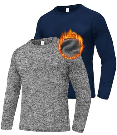 DMVOD 1 or 2 or 3 Pack Thermounterwäsche Herren Langarmshirt Thermo Longsleeve Fleece Skiunterwäsche Warm Unterwäsche Männer Winter Funktionsshirt