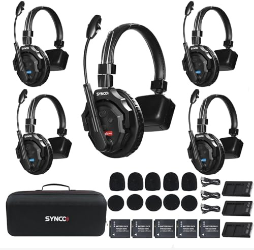 SYNCO XTALK X5 trådlöst intercom headset system 2,4 GHz fullt duplex trådlöst kommunikationssystem 24 H 350 m för filmproduktion med realtidsövervakning, intercom teamkommunikationheadset