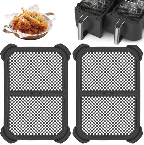 2 Stück Zubehör Ninja AF300EU,Silikon Spritzschutz für Ninja Foodi Max Dual Zone Heißluftfritteuse AF300EU,Edelstahl Silikon Spritzschutz,Wiederverwendbar Airfryer Zubehör,Ninja Zubehör