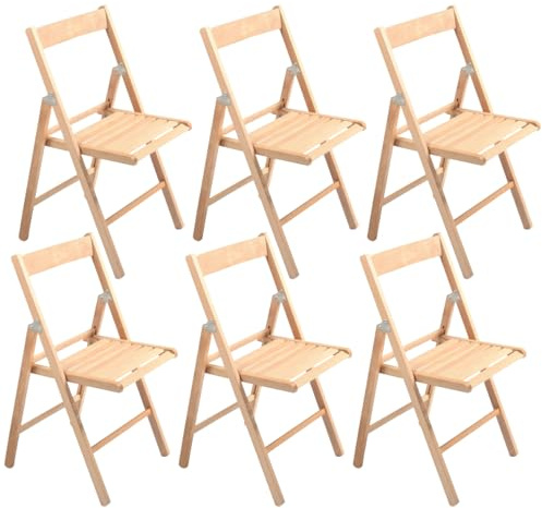 PALUPLUS 6 Sedie Pieghevoli in Legno di Faggio dal colore Naturale, Misura 42x40x78 cm, Sedia Salvaspazio Richiudibile, Struttura Resistente, Comoda Seduta, per Esterno ed Interno - 0696C