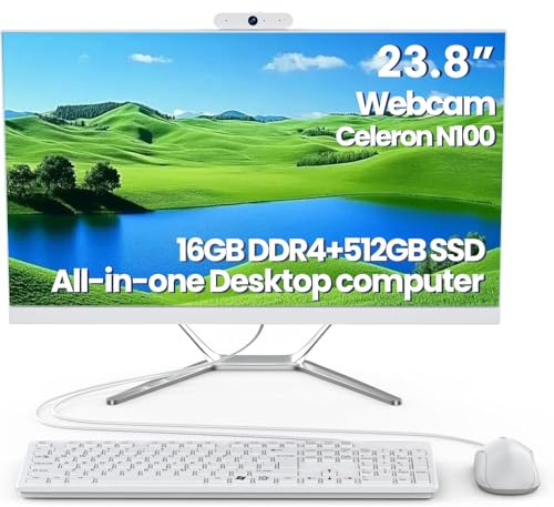 DEQIXIAN All-in-One Desktop Computer for Home Office,HD Webcam,Celeron N100 Processor (Up to 3.40Ghz),16GB RAM,512GB Storage,Includes Wired Keyboard and Mouse Set (N100-16+512) (N100-16+512)