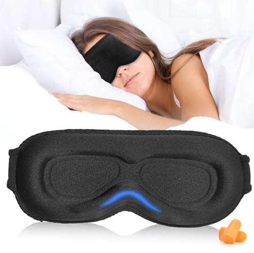 Grsta Masque de Nuit 100% Occultant, Masque de sommeil pour Hommes et Femmes, Masque Yeux Doux et Confortable pour Dormir, 3D Cache Oeil pour Dormir, les Siestes, la Méditation, les Voyages (Noir)