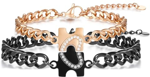 Gkmamrg Partnerarmbänder - Partner Armbänder - Pärchen armband - Partner geschenke - Geschenk für Freund Mann Ehemann Weihnachtsgeschenke (rosegold schwarz)