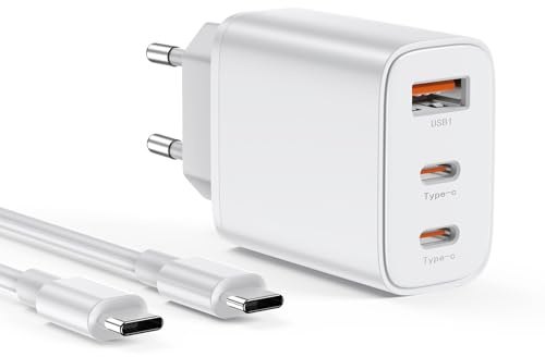 BHHB 30W USB C Ladegerät, Adapter Netzteil 3 Ports Mehrfach Stecker mit USBC,USB A, Schnellladegerät Ladestecker mit 2M USB-C Kabel, Kompatibel mit i-Phone 17 16 15 Plus Pro Max,Samsung Galaxy S25 S24