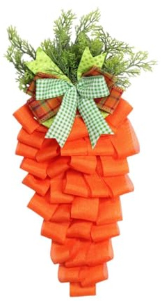 Gcljlmy Couronne de carottes de Pâques - Couronne de fleurs artificielles - Bricolage - 30 cm x 55 cm - Accessoire de fête - Décoration d'intérieur pour les vacances